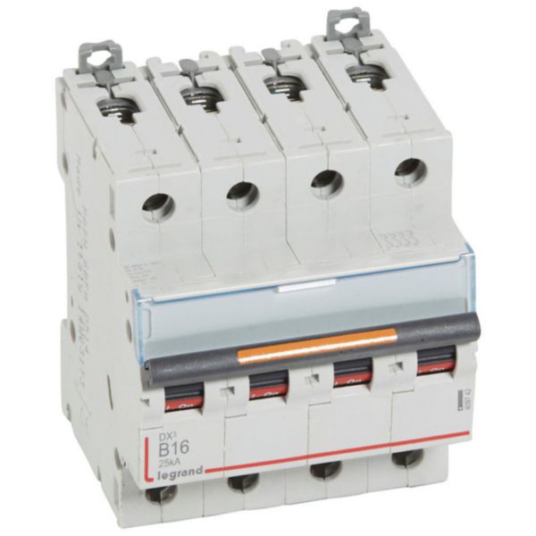 Disjoncteur DX³ 25kA arrivée haute et départ bas à vis 4P 400V~ - 16A - courbe B - 4 modules