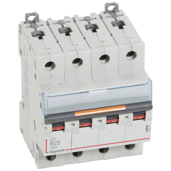 Disjoncteur DX³ 25kA arrivée haute et départ bas à vis 4P 400V~ - 25A - courbe B - 4 modules