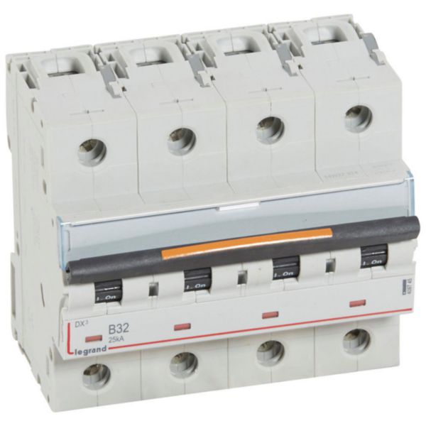 Disjoncteur DX³ 25kA arrivée haute et départ bas à vis 4P 400V~ - 32A - courbe B - 6 modules