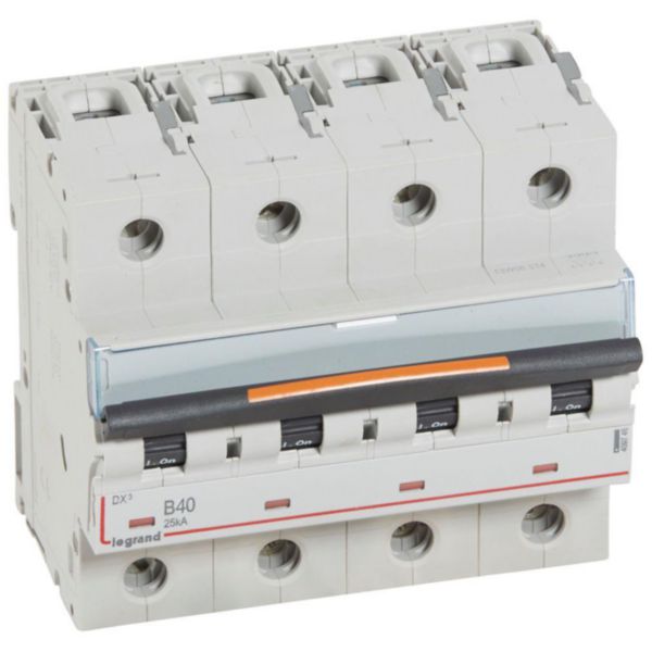 Disjoncteur DX³ 25kA arrivée haute et départ bas à vis 4P 400V~ - 40A - courbe B - 6 modules