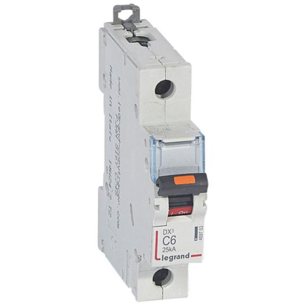 Disjoncteur DX³ 25kA arrivée haute et départ bas à vis 1P 230V~ à 400V~ - 6A - courbe C - 1 module