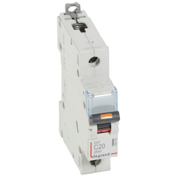 Disjoncteur DX³ 25kA arrivée haute et départ bas à vis 1P 230V~ à 400V~ - 20A - courbe C - 1 module