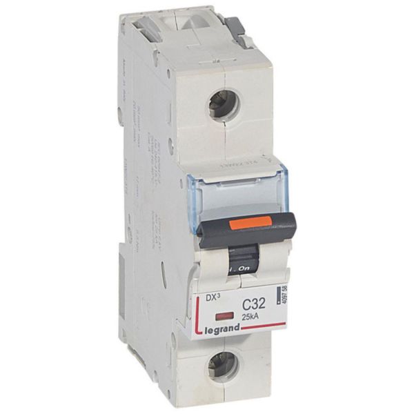 Disjoncteur DX³ 25kA arrivée haute et départ bas à vis 1P 230V~ à 400V~ - 32A - courbe C - 1 module