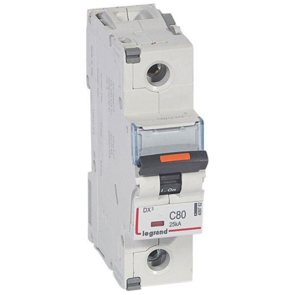 Disjoncteur DX³ 25kA arrivée haute et départ bas à vis 1P 230V~ à 400V~ - 80A - courbe C - 1,5 modules