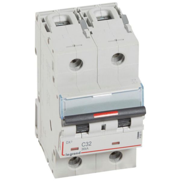 Disjoncteur DX³ 36kA arrivée haute et départ bas à vis 2P 230V~ à 400V~ - 32A - courbe C - 3 modules