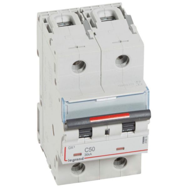 Disjoncteur DX³ 36kA arrivée haute et départ bas à vis 2P 230V~ à 400V~ - 50A - courbe C - 3 modules