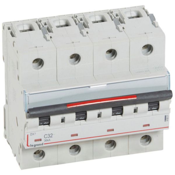 Disjoncteur DX³ 36kA arrivée haute et départ bas à vis 4P 400V~ - 32A - courbe C - 6 modules