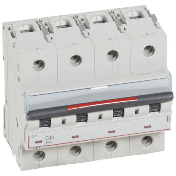 Disjoncteur DX³ 36kA arrivée haute et départ bas à vis 4P 400V~ - 40A - courbe C - 6 modules