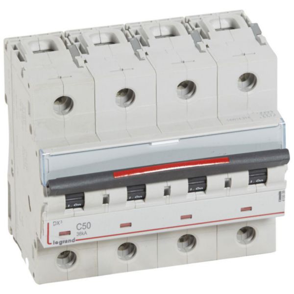 Disjoncteur DX³ 36kA arrivée haute et départ bas à vis 4P 400V~ - 50A - courbe C - 6 modules