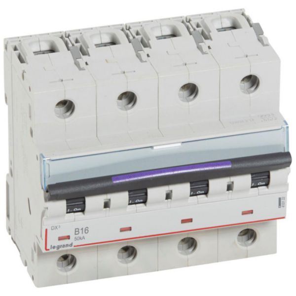 Disjoncteur DX³ 50kA arrivée haute et départ bas à vis 4P 400V~ - 16A - courbe B - 6 modules