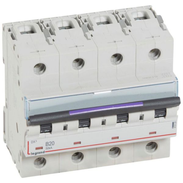 Disjoncteur DX³ 50kA arrivée haute et départ bas à vis 4P 400V~ - 20A - courbe B - 6 modules