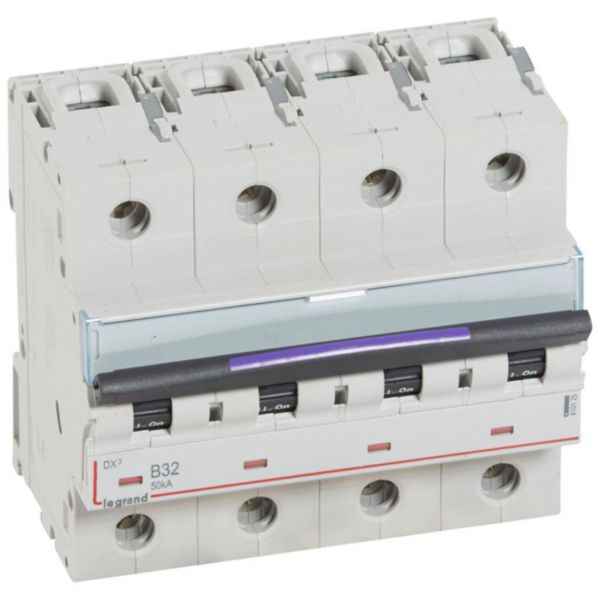 Disjoncteur DX³ 50kA arrivée haute et départ bas à vis 4P 400V~ - 32A - courbe B - 6 modules