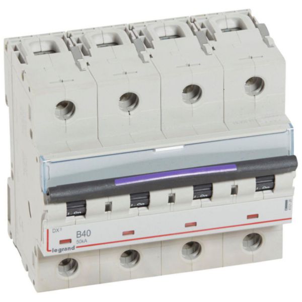 Disjoncteur DX³ 50kA arrivée haute et départ bas à vis 4P 400V~ - 40A - courbe B - 6 modules