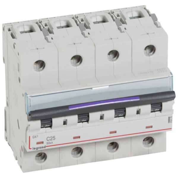 Disjoncteur DX³ 50kA arrivée haute et départ bas à vis 4P 400V~ - 25A - courbe C - 6 modules