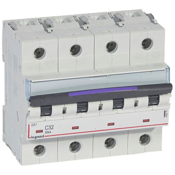 Disjoncteur DX³ 50kA arrivée haute et départ bas à vis 4P 400V~ - 32A - courbe C - 6 modules