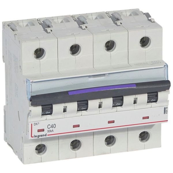 Disjoncteur DX³ 50kA arrivée haute et départ bas à vis 4P 400V~ - 40A - courbe C - 6 modules