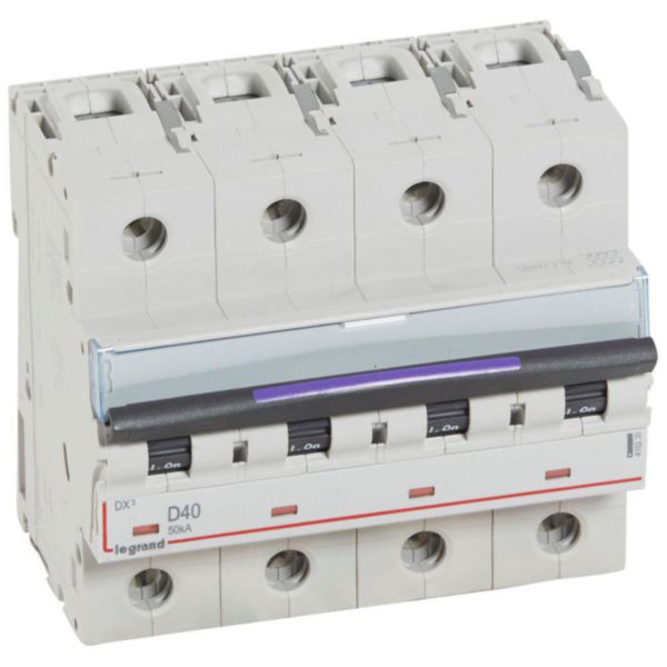 Disjoncteur DX³ 50kA arrivée haute et départ bas à vis 4P 400V~ - 40A - courbe D - 6 modules