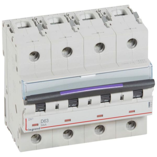 Disjoncteur DX³ 50kA arrivée haute et départ bas à vis 4P 400V~ - 63A - courbe D - 6 modules