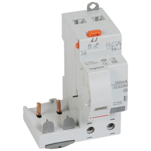 Bloc différentiel adaptable à vis pour DX³ 1 module par pôle - 2P 230V~ - 63A - typeF-S 300mA sélectif