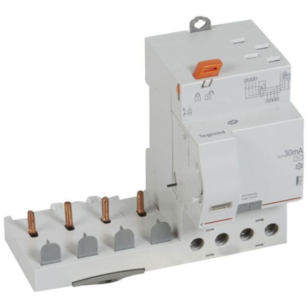 Bloc différentiel adaptable automatique DX³ pour disjoncteur 1 module par pôle - 4P 400V~ - 63A - typeAC 30mA