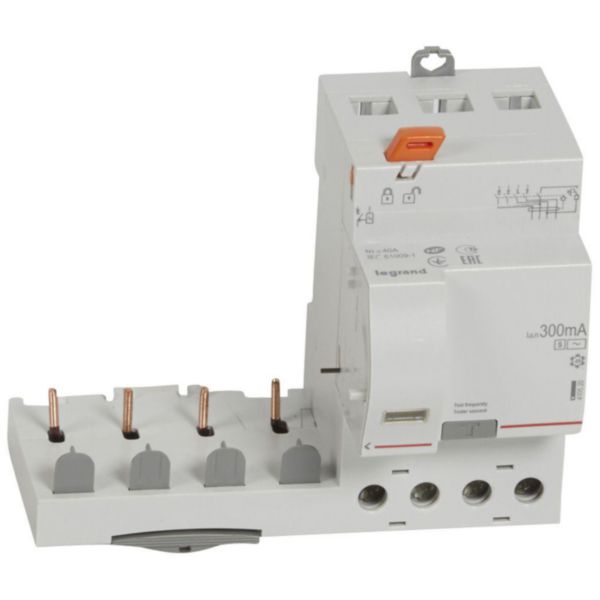 Bloc différentiel adaptable à vis DX³ pour disjoncteur 1 module par pôle - 4P 400V~ - 40A - typeAC 300mA sélectif