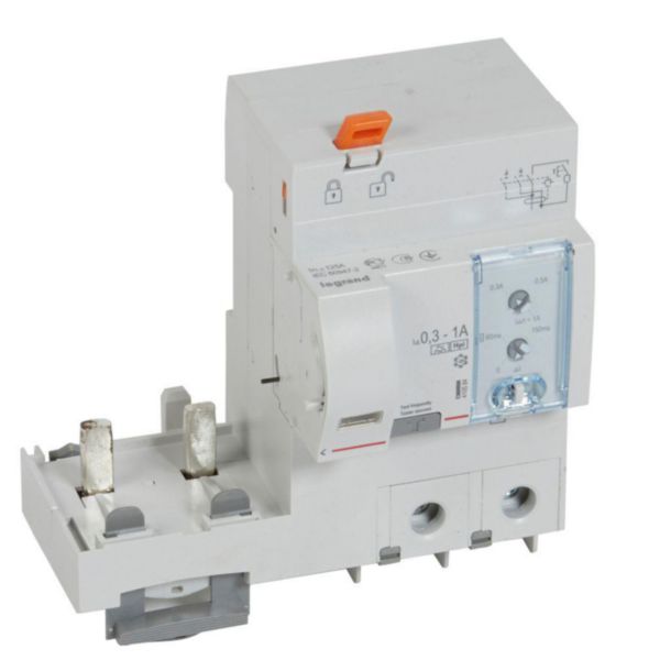 Bloc différentiel adaptable à vis DX³ pour disjoncteur 1,5 module par pôle - 2P 230V~ à 400V~ - 125A - typeF réglable