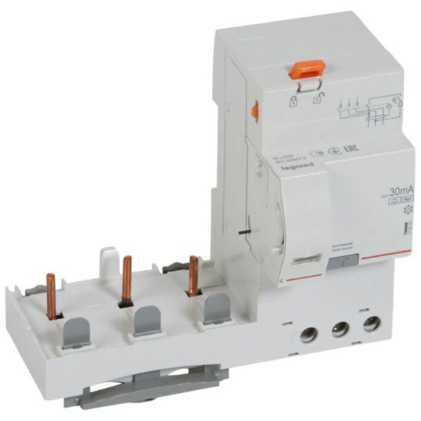 Bloc différentiel adaptable à vis DX³ pour disjoncteur 1,5 module par pôle - 3P 400V~ - 63A - typeF 30mA