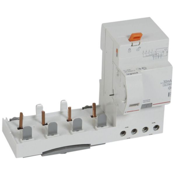 Bloc différentiel adaptable à vis DX³ pour disjoncteur 1,5 module par pôle - 4P 400V~ - 63A - typeF 30mA