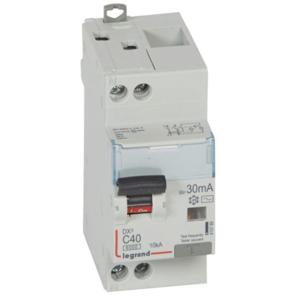 Disjoncteur différentiel monobloc DX³6000 10kA arrivée haute et départ bas à vis U+N 230V~ - 40A - typeAC 30mA