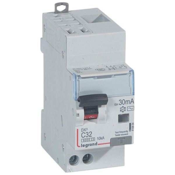 Disjoncteur différentiel monobloc DX³6000 10kA arrivée haute automatique départ bas vis U+N 230V~ - 32A - typeAC 30mA