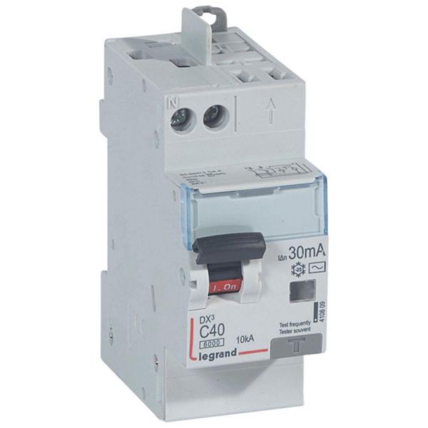 Disjoncteur différentiel monobloc DX³6000 10kA arrivée haute vis départ haut automatique U+N 230V~ - 40A - typeAC 30mA