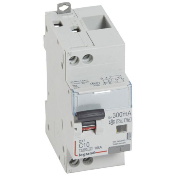 Disjoncteur différentiel monobloc DX³6000 10kA arrivée haute et départ bas à vis U+N 230V~ - 10A - typeF 300mA