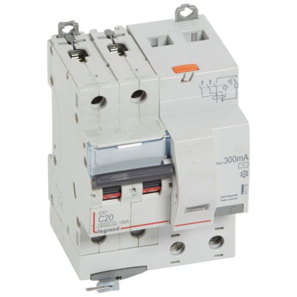 Disjoncteur différentiel monobloc DX³6000 10kA arrivée haute et départ bas à vis 2P 230V~ à 400V~ - 20A - typeAC 300mA
