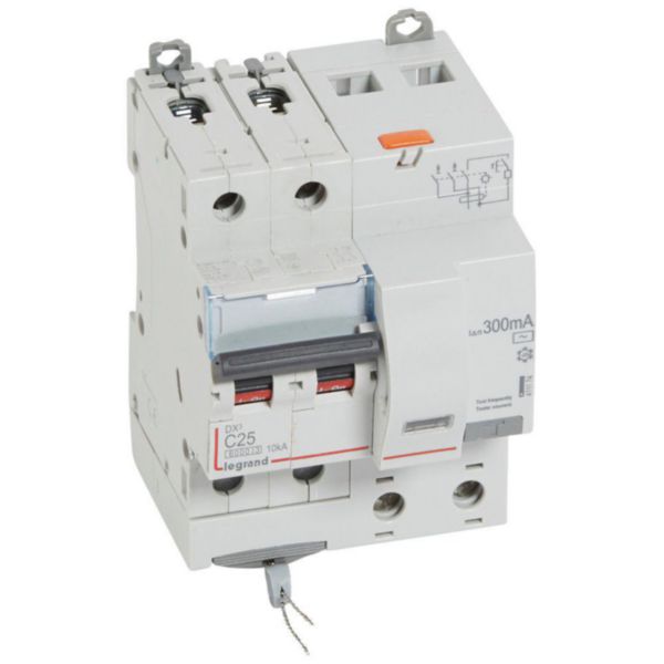Disjoncteur différentiel monobloc DX³6000 10kA arrivée haute et départ bas à vis 2P 230V~ à 400V~ - 25A - typeAC 300mA