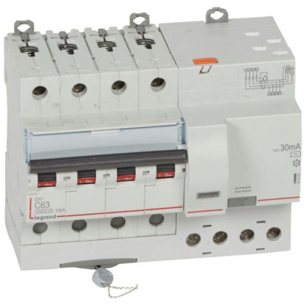 Disjoncteur différentiel monobloc DX³6000 10kA arrivée haute vis départ haut automatique 4P 400V~ - 63A - typeAC 30mA