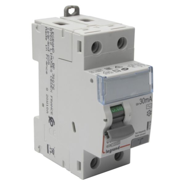 Interrupteur différentiel DX³-ID arrivée haute et départ bas à vis - 2P 230V~ 63A typeAC 30mA - 2 modules