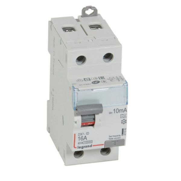 Interrupteur différentiel DX³-ID arrivée haute et départ bas à vis - 2P 230V~ 16A typeA 10mA - 2 modules