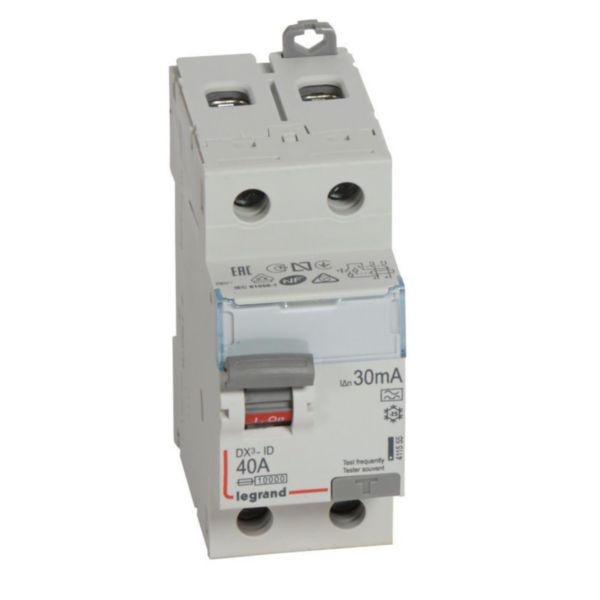 Interrupteur différentiel DX³-ID arrivée haute et départ bas à vis - 2P 230V~ 40A typeA 30mA - 2 modules