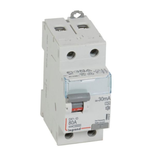 Interrupteur différentiel DX³-ID arrivée haute et départ bas à vis - 2P 230V~ 80A typeA 30mA - 2 modules