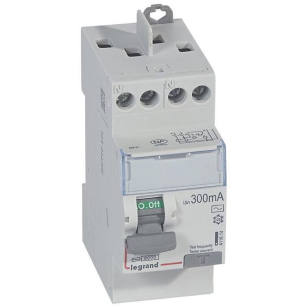 Interrupteur différentiel DX³-ID arrivée haute et départ haut à vis - 2P 230V~ 40A typeAC 300mA - 2 modules