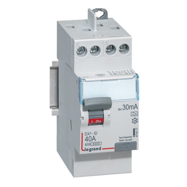 Interrupteur différentiel DX³-ID arrivée haute et départ haut à vis - 2P 230V~ 40A typeA 30mA - 2 modules
