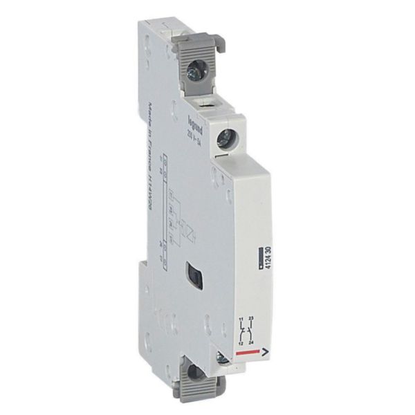 Auxiliaire de signalisation pour contacteur 2 modules 25A - 5A 250V~ - contact O+F - 0,5 module