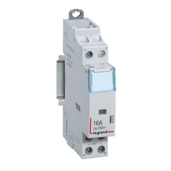 Contacteur de puissance CX³ bobine 24V~ sans commande manuelle - 2P 250V~ 16A - contact O+F - 1 module
