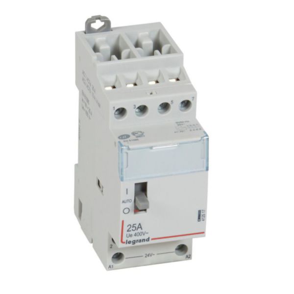 Contacteur de puissance CX³ commande manuelle bobine 24V~ - 2P 400V~ - 25A - contact 4F - 2 modules