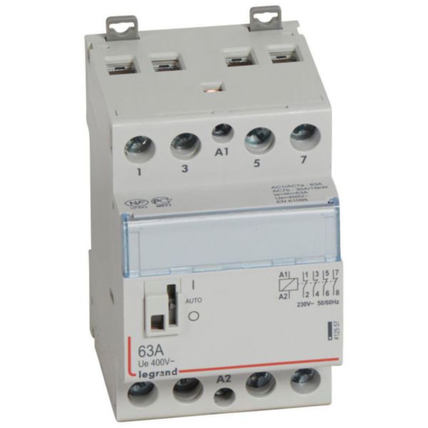 Contacteur de puissance CX³ bobine 230V~ - 4P 400V~ - 63A - contact 4O - 3 modules