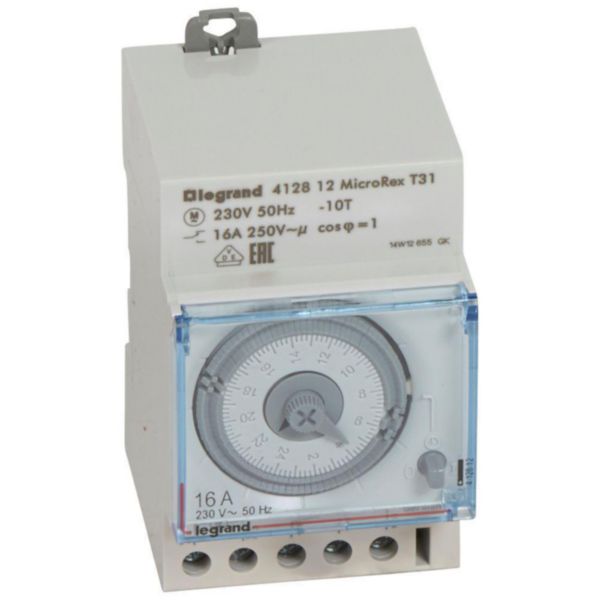 Interrupteur horaire analogique modulaire programmable manuel journalier - cadran horizontal sans réserve de marche