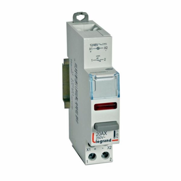 Inter poussoir modulaire double fonction contact 1NF + voyant LED rouge 12V~ à 48V~ ou 12V= à 48V= - 1 module - Page 137