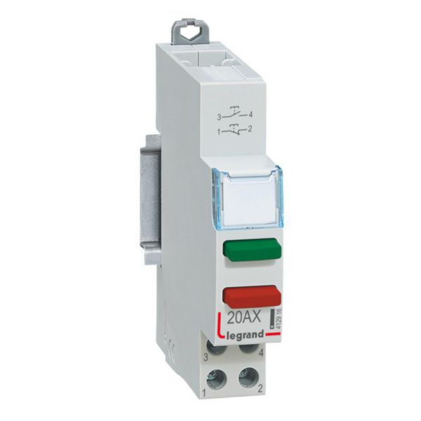 Poussoir modulaire double fonction contact 1NO+1NF sans voyant - 1 module