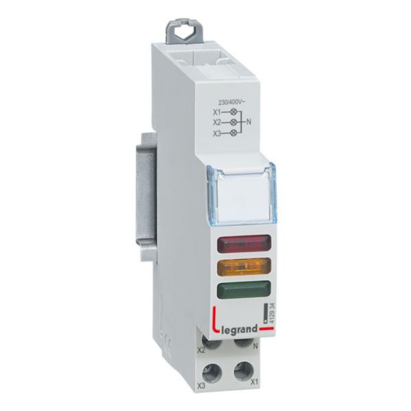 Voyant à LED CX³ triple 230V~ à 400V~ - rouge et jaune et vert - 1 module