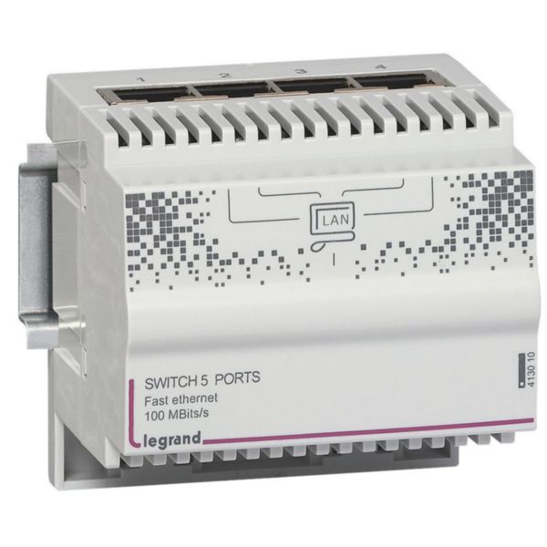 Switch modulaire pour mise en réseau informatique 4 sorties RJ45 10Mégabits à 100Mégabits - IP20 IK04 - 4 modules